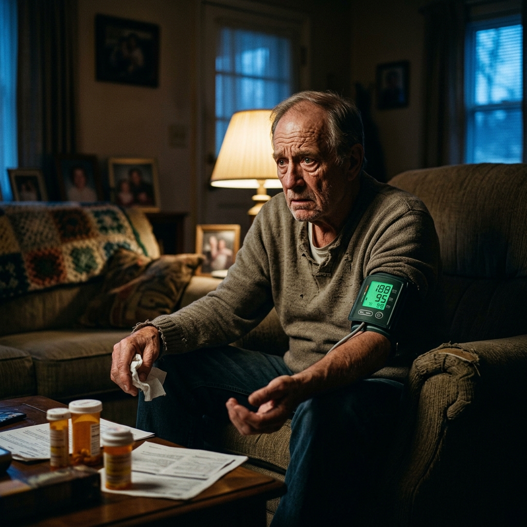 Patient anxiously waiting for blood pressure results